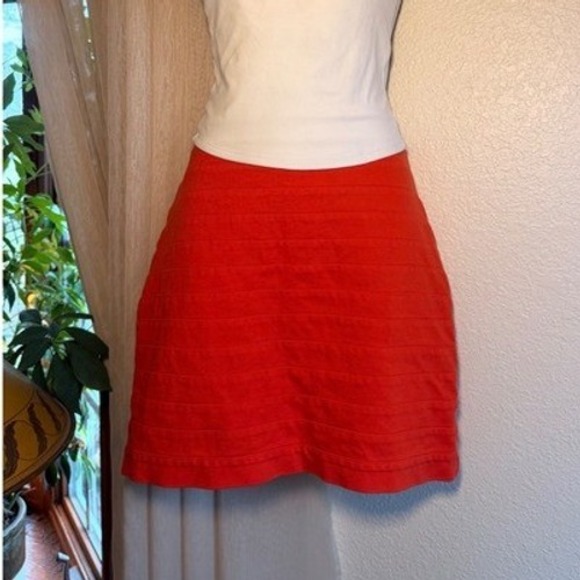 Express Dresses & Skirts - Express Orange Red Bandage Ribbed Mini Skirt